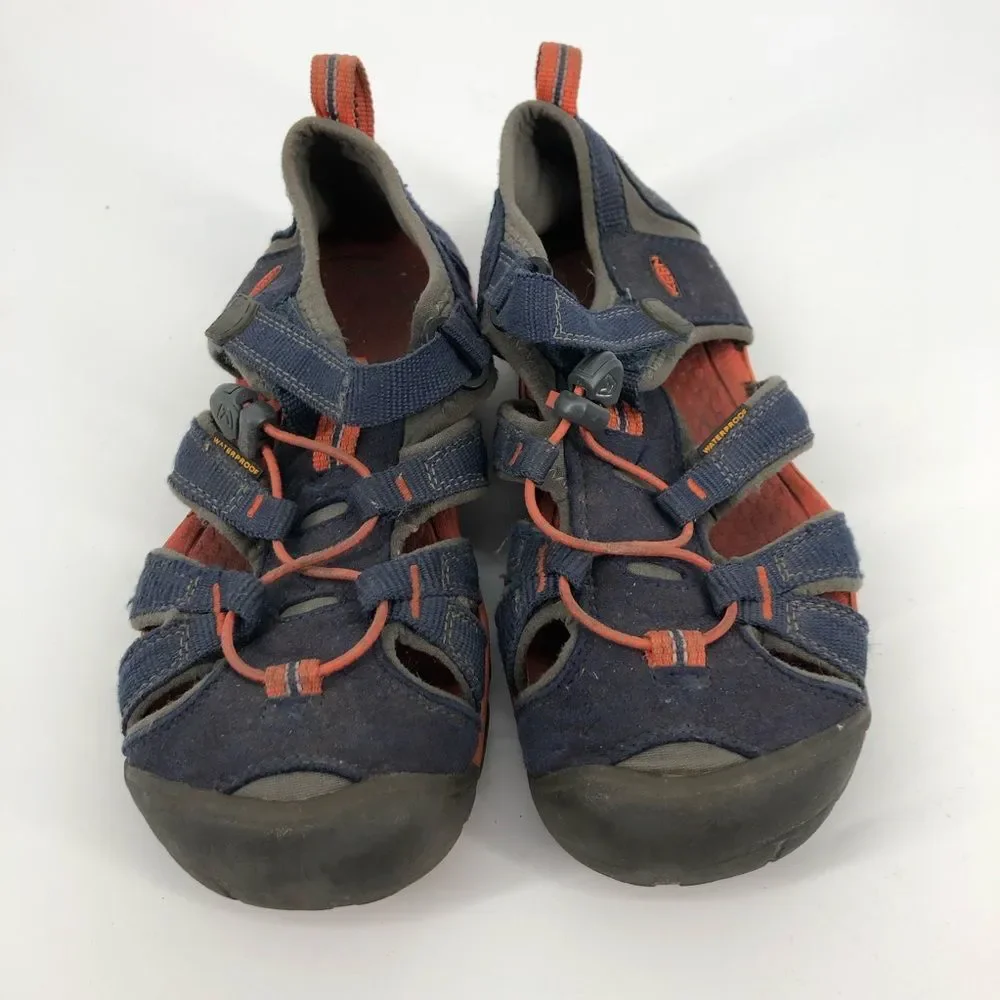 Keen Sandals Boys Size‎ 3 Navy Blue Orange Waterproof